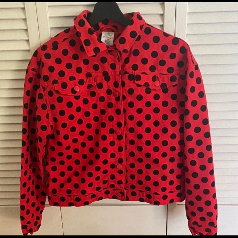 ( 0358) Women Red and Black Polka Dot Jacket.. Christmas Sale